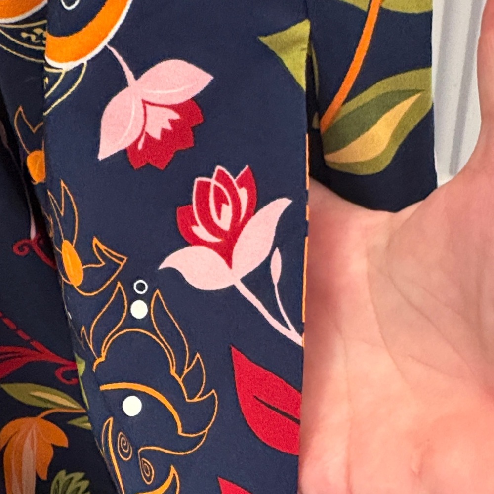 BloomChic Navy Floral 3/4 Long Sleeve Dress - Picture 4 of 5